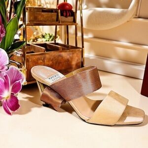Markin Ryyppy Markinryyppy Tan & Bronze Elegant Women's Mule Heel Sandals 7